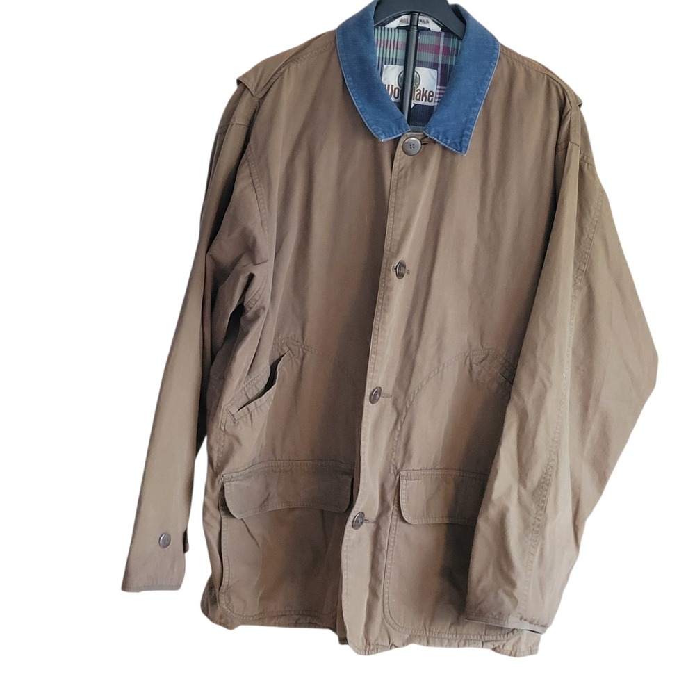 Vtg Woodlake Barn Chore Jacket Men Utility Canvas Plaid Lined Hunting 90's Sz L